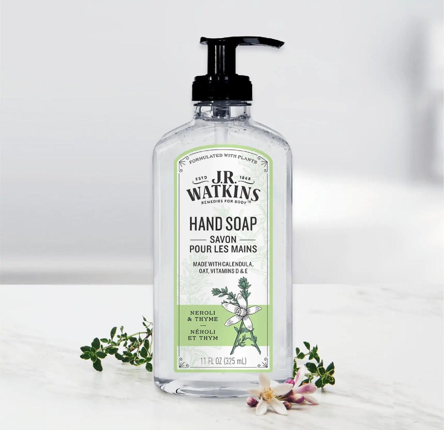 J.R. Watkins Liquid Hand Soap With Dispenser, Moisturizing Hand Soap, Alcohol-Free Hand Wash, Cruelty-Free, USA Made Liquid Soap For Bathroom and Kitchen, Neroli & Thyme, 11 Fl Oz, 3 Pack 11 Fl Oz (Pack of 3)