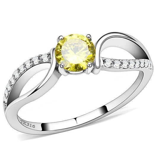 DA005 - High polished (no plating) Stainless Steel Ring with AAA Grade CZ  in Topaz LuxuryLifeWay Online Store