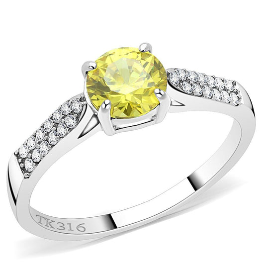 DA021 - High polished (no plating) Stainless Steel Ring with AAA Grade CZ  in Topaz LuxuryLifeWay Online Store