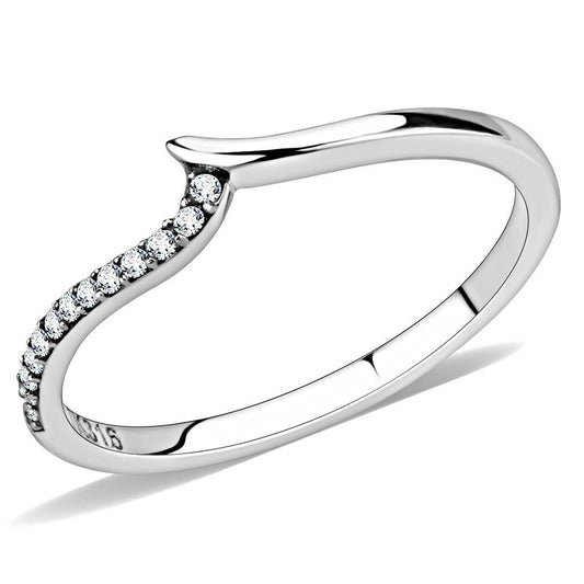 DA162 - High polished (no plating) Stainless Steel Ring with AAA Grade CZ  in Clear LuxuryLifeWay Online Store
