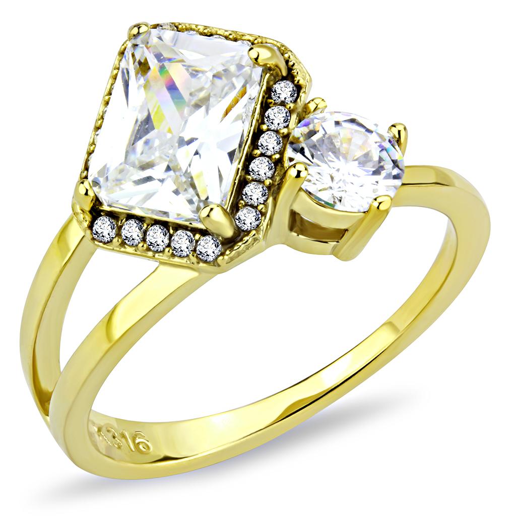 DA173 - IP Gold(Ion Plating) Stainless Steel Ring with AAA Grade CZ  in Clear LuxuryLifeWay Online Store