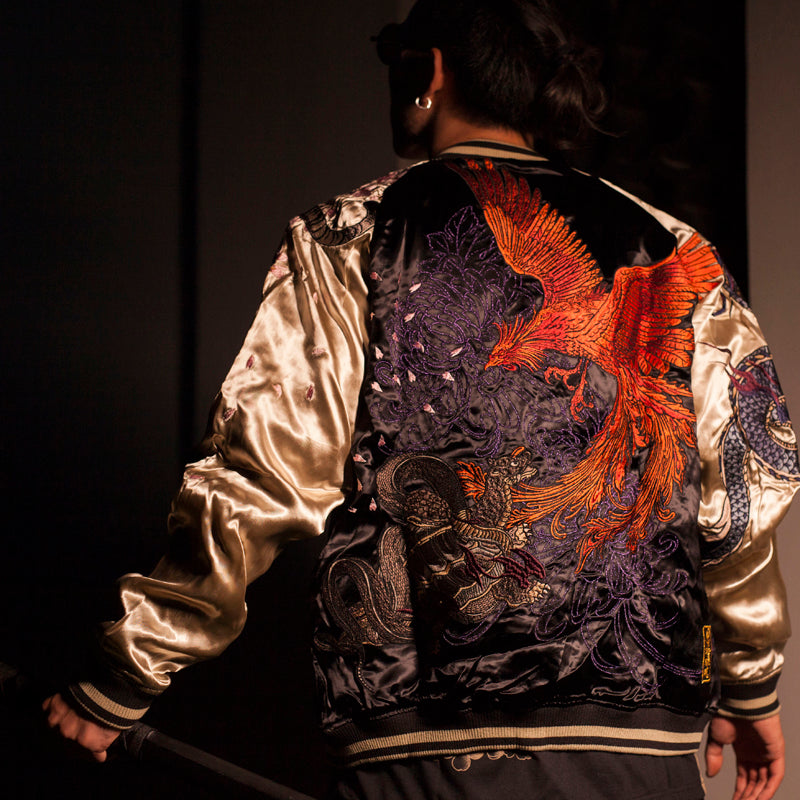 Men's Double-Sided Embroidered Jacket with Four Gods Pi-Mart