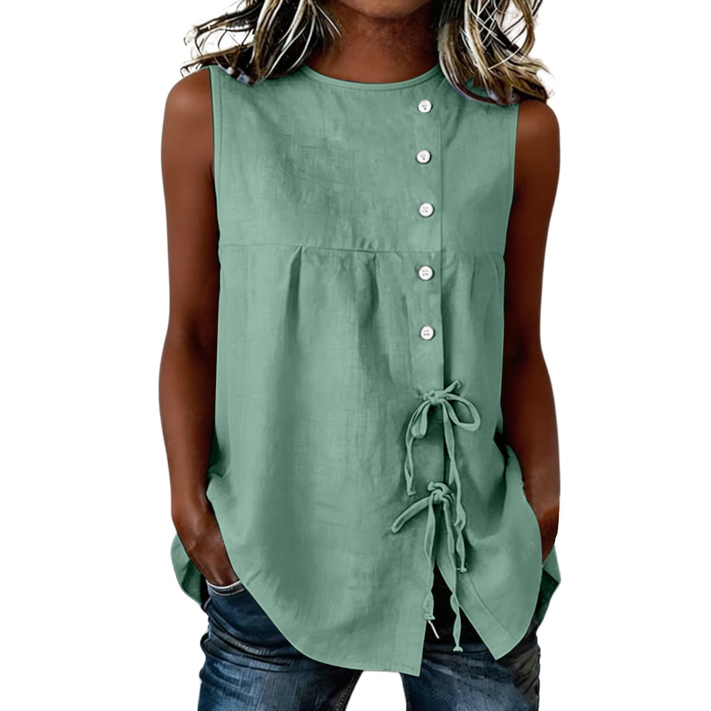 Loose-fit Sleeveless Shirt Blouse For Women NorixaFashion.com