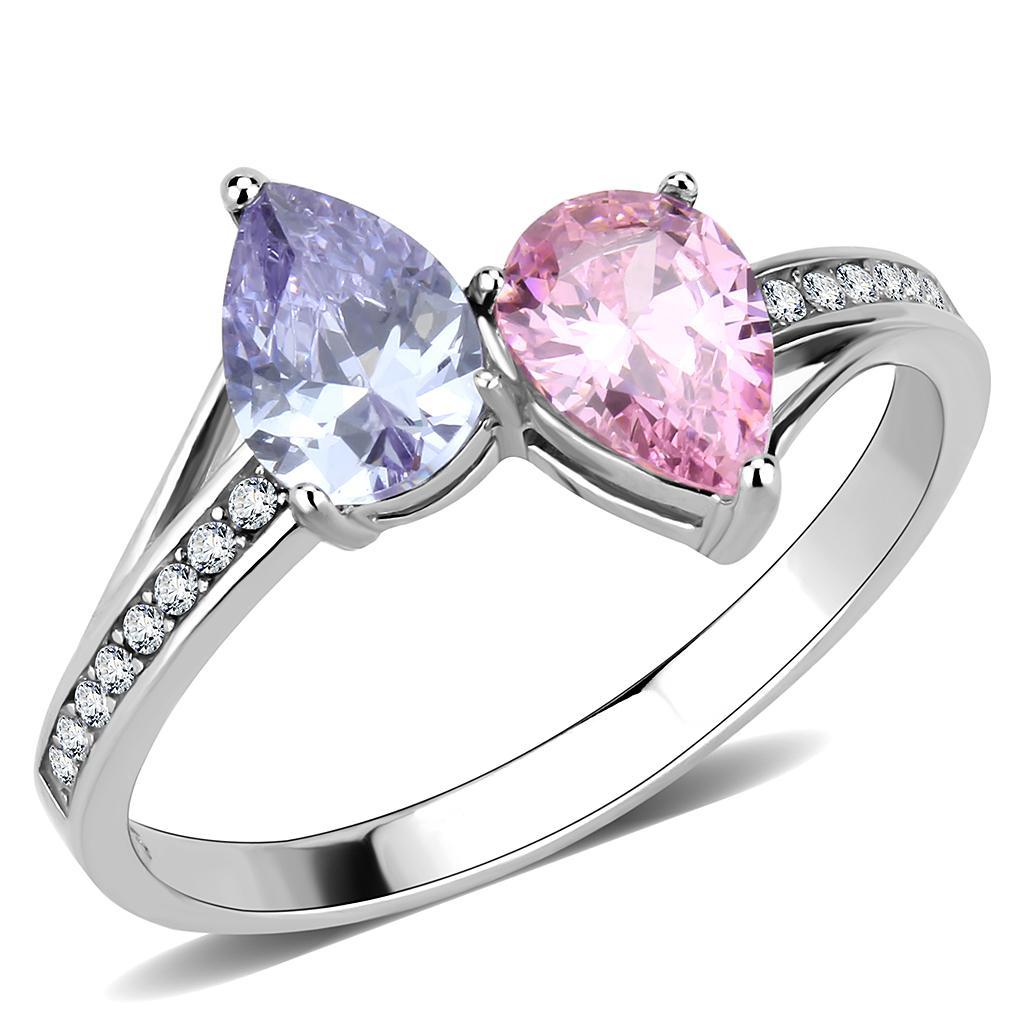 DA270 - High polished (no plating) Stainless Steel Ring with AAA Grade CZ  in Multi Color LuxuryLifeWay Online Store