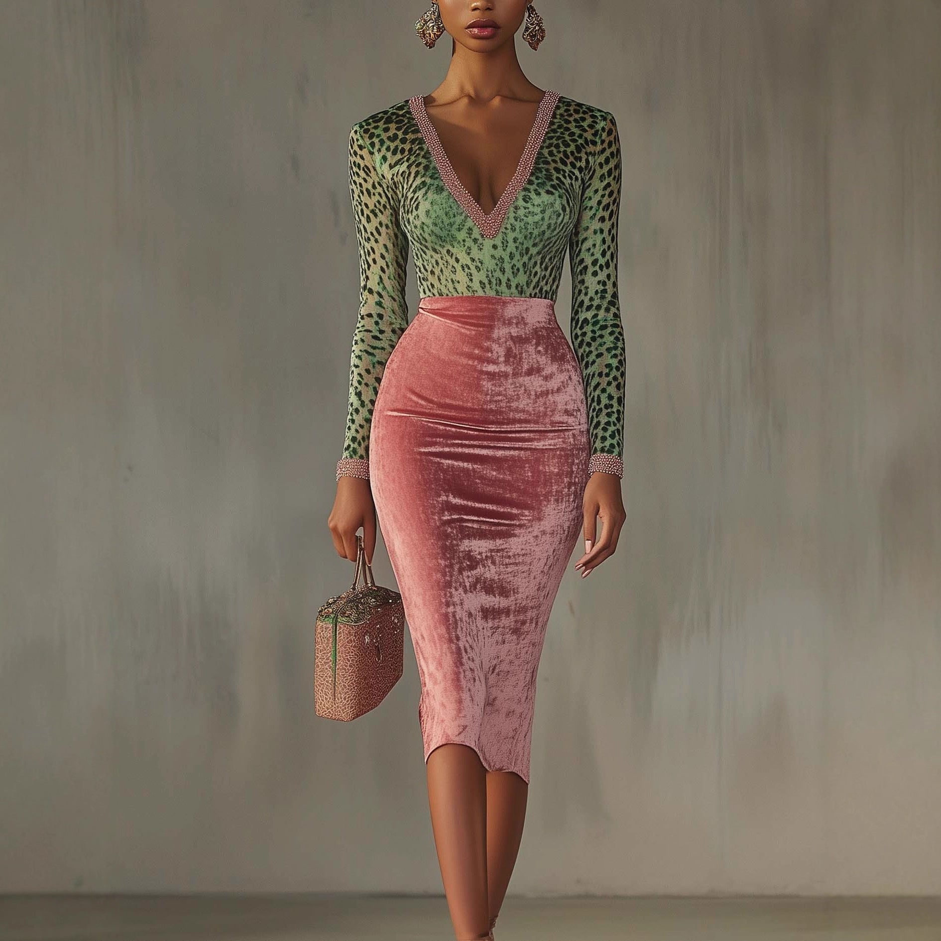 Shiny, Stretchy Velvet Bodycon High-waist Mermaid Skirt LadyShow.Store