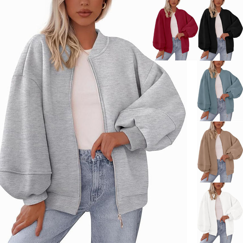 Zip Sweatshirt Jacket Casual Long Sleeve Pilot Coat LadyShow.Store