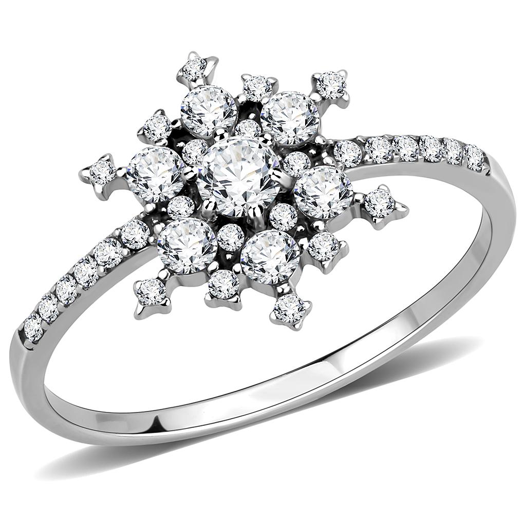 DA317 - No Plating Stainless Steel Ring with AAA Grade CZ  in Clear LuxuryLifeWay Online Store