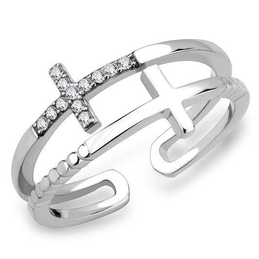 DA319 - No Plating Stainless Steel Ring with AAA Grade CZ  in Clear LuxuryLifeWay Online Store