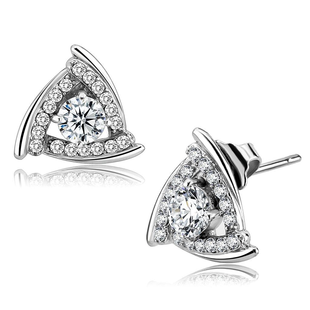 DA328 - No Plating Stainless Steel Earrings with AAA Grade CZ  in Clear LuxuryLifeWay Online Store
