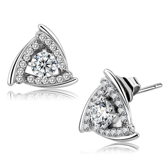 DA328 - No Plating Stainless Steel Earrings with AAA Grade CZ  in Clear LuxuryLifeWay Online Store