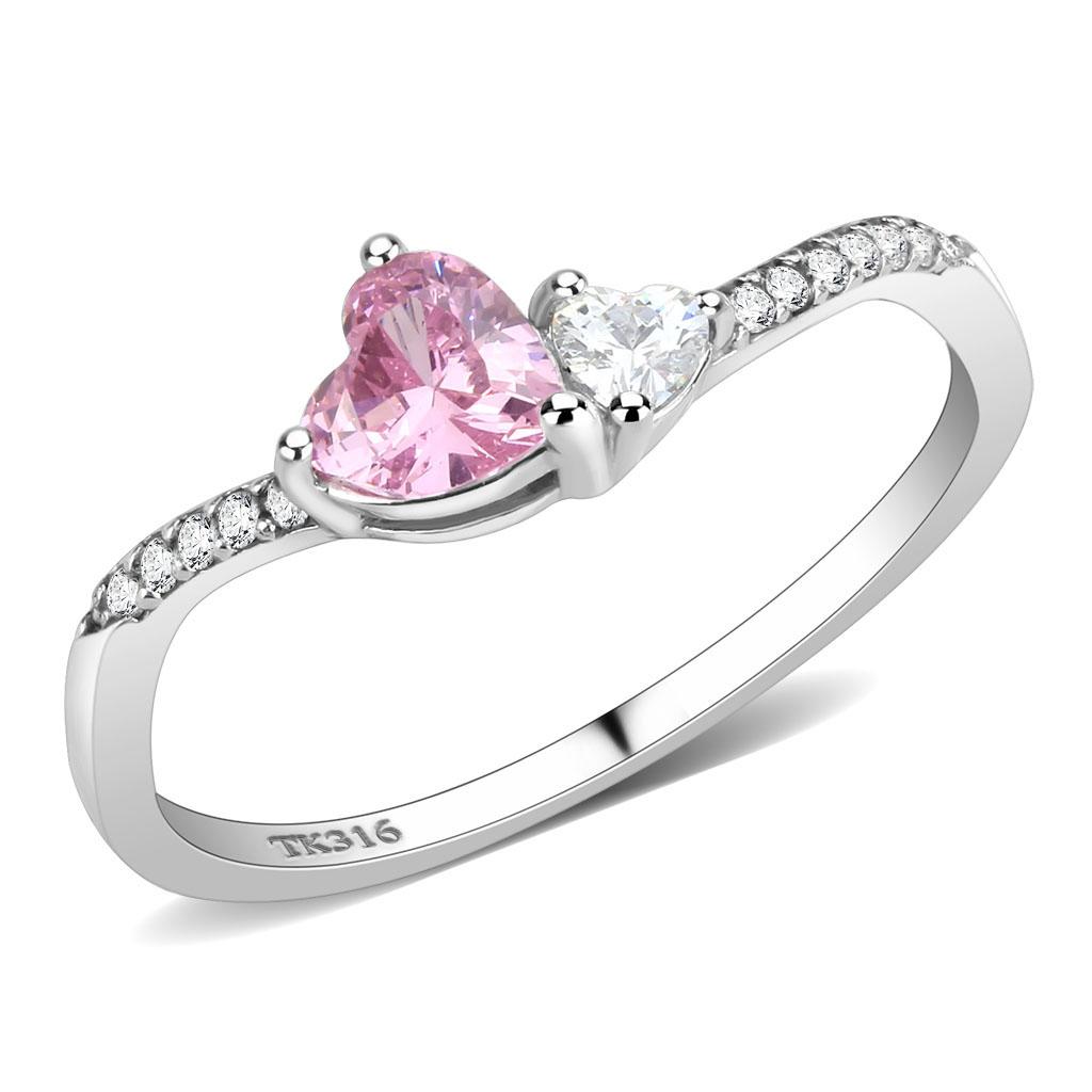 DA384 - High polished (no plating) Stainless Steel Ring with AAA Grade CZ  in Rose LuxuryLifeWay Online Store