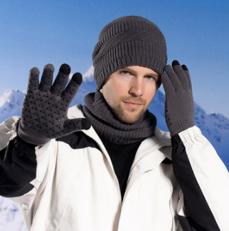 Winter Fleece-lined Warm Hat Scarf Gloves Three-piece Set LadyShow.Store