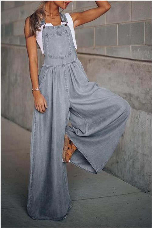 Denim Suspender Overalls Pi-Mart
