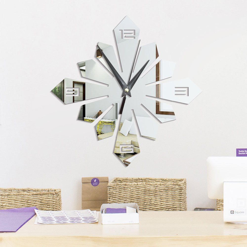 Creative Geometric Pattern Acrylic Mirror Wall Clock PearlNestDecor.com