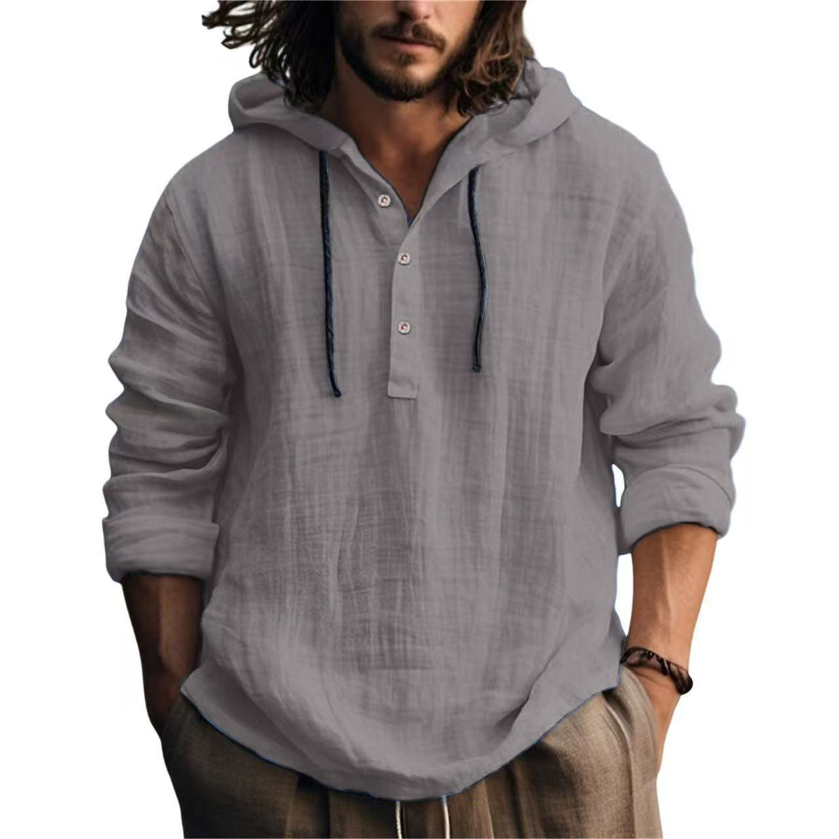 New Wish Cotton Linen Shirt Hooded Sweater Long Sleeve Hooded Casual Daily Clothing NorixaFashion.com