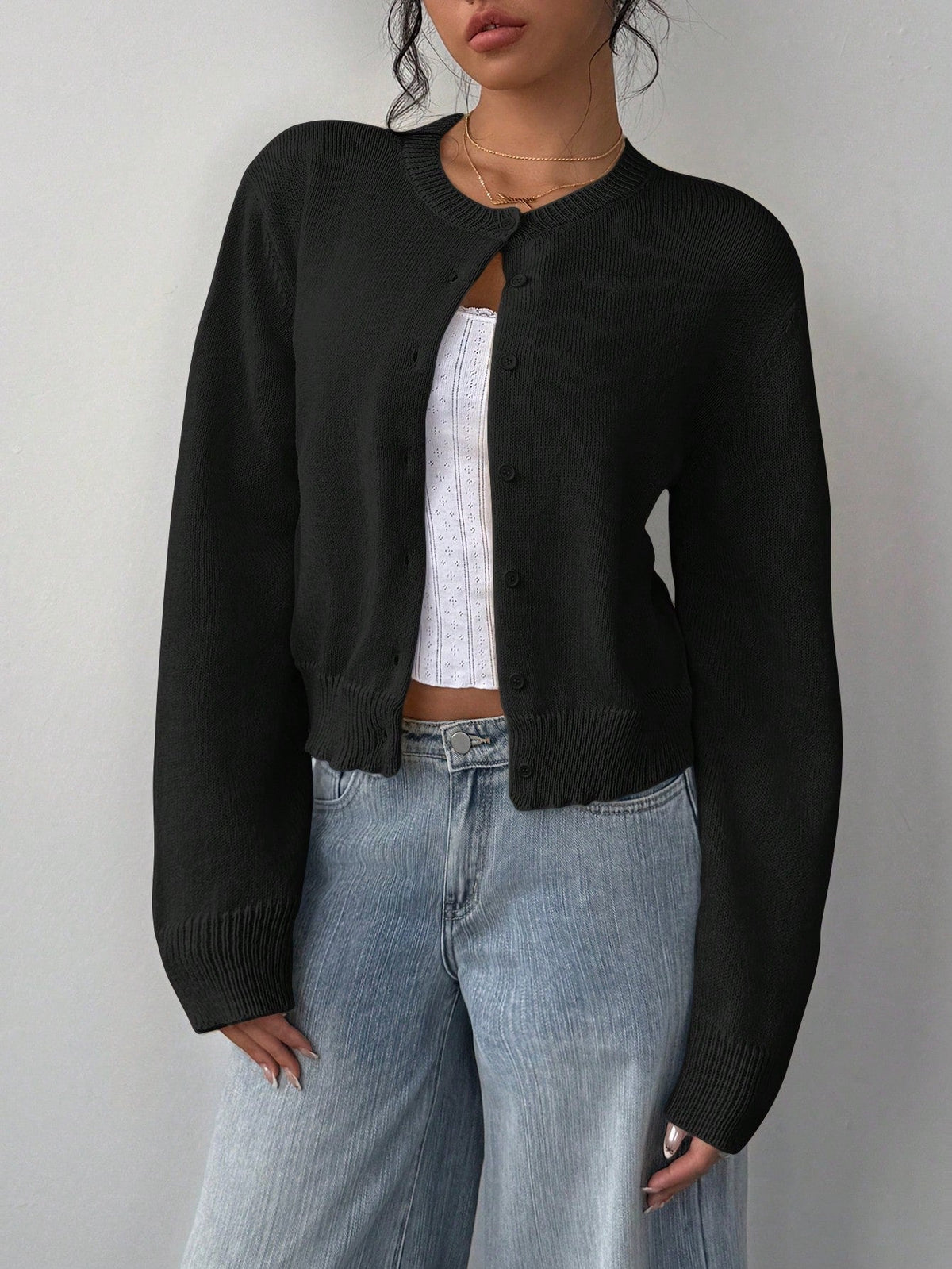 Chic Long Sleeved Knitted Cardigan Fashion Slim Solid Color Short Sweater For Women Clothing NorixaFashion.com