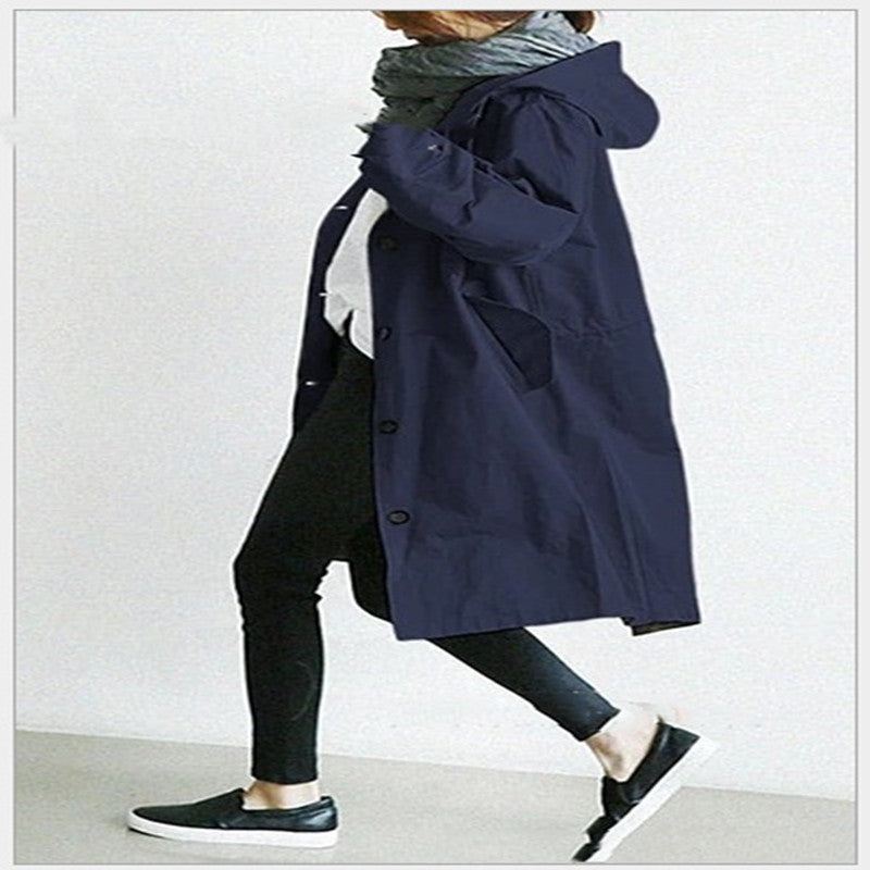 Women Windbreaker Jacket Casual Loose Button Pockets Hooded Quick Dry Windproof Waterproof Clothes For Outdoor Hiking Camping LadyShow.Store