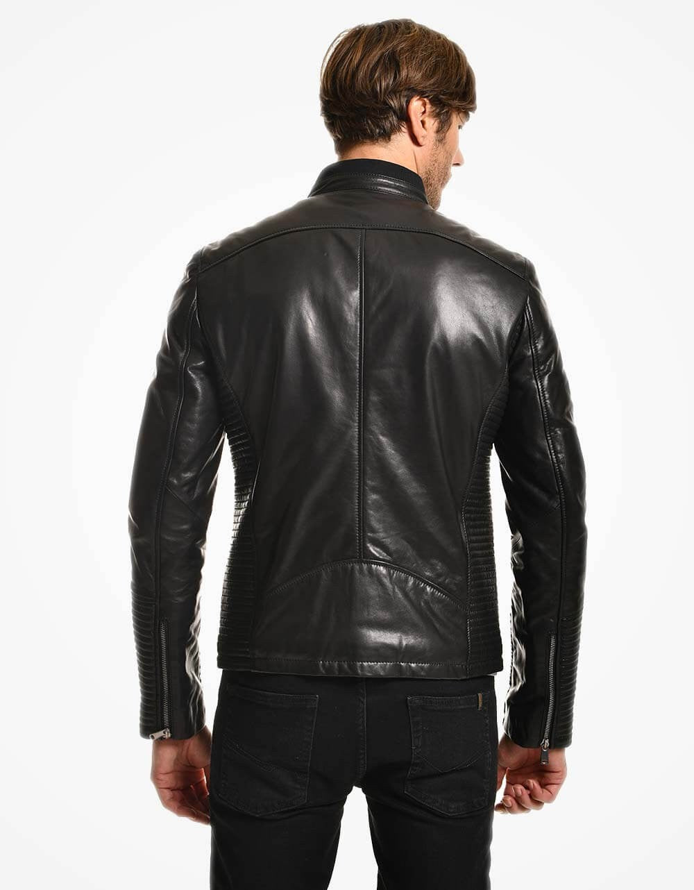 Black Leather Biker Jacket For Men