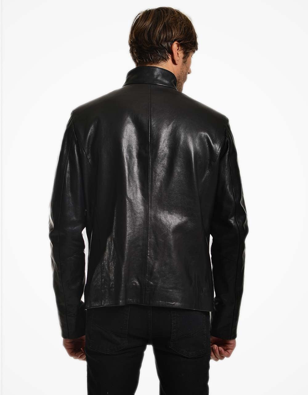 Black Leather Biker Jacket For Men