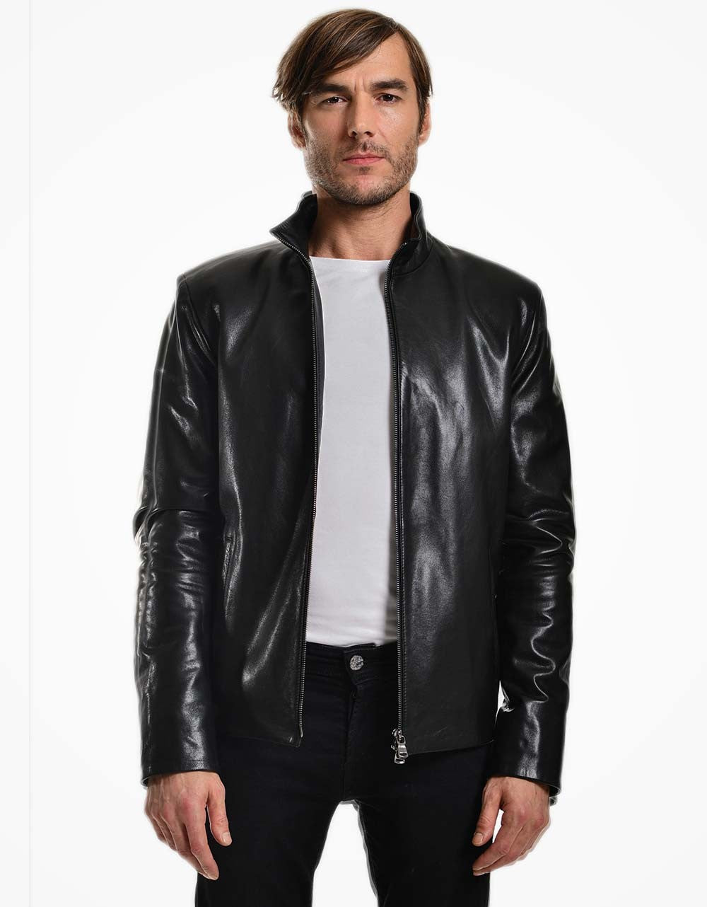 Black Leather Biker Jacket For Men