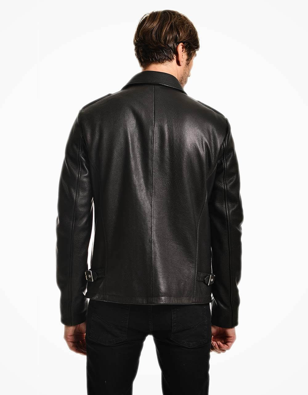 Black Biker Jumbo Leather Jacket For Men