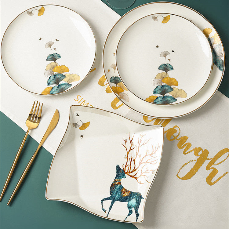Dinner Plates Ceramic Steak Plate Web Porcelain LadyShow.Store
