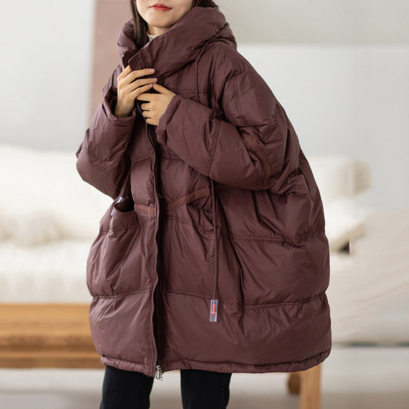 Plus Size White Duck Down Loose Down Jacket LadyShow.Store