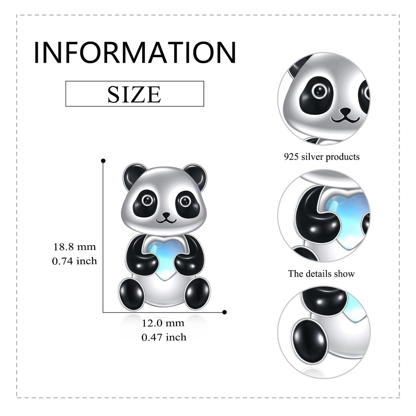 Sterling Silver Panda Stud Earrings Ear Jacket Front Back Earrings LadyShow.Store
