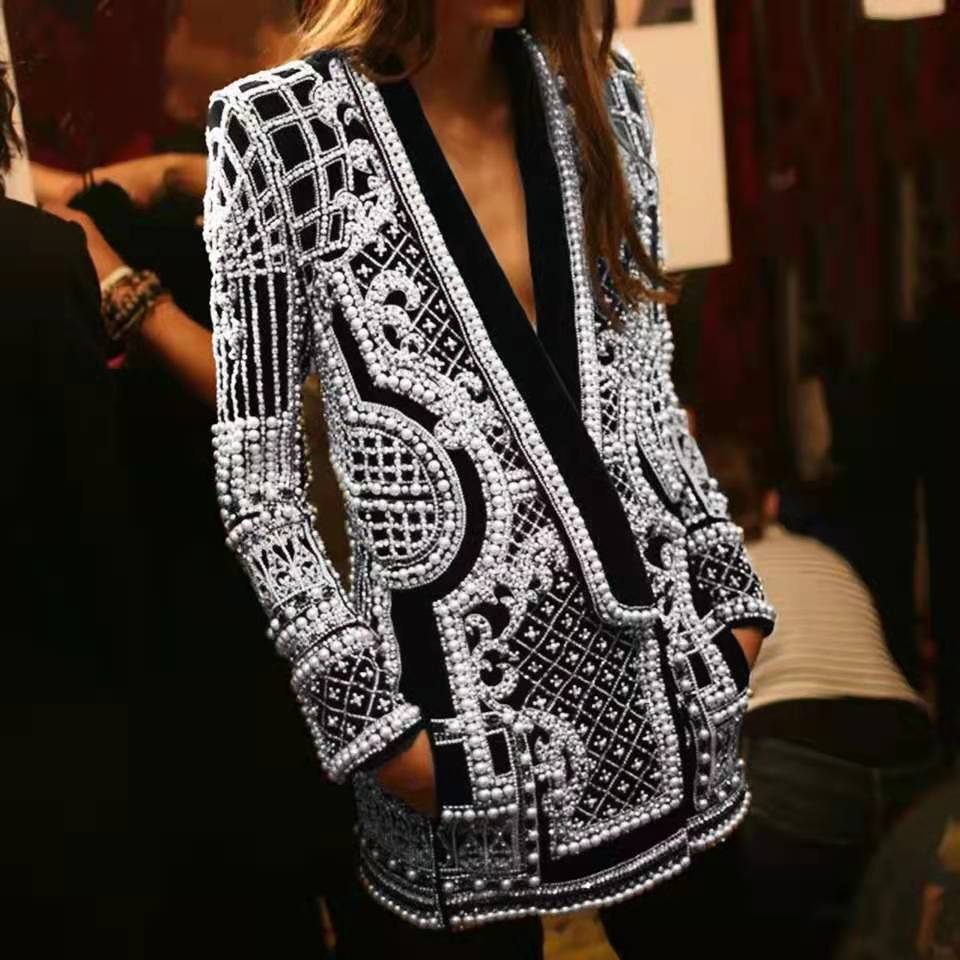Padded Suit Jacket Bubble Bead Printing Women's Clothing Best YouTube Store