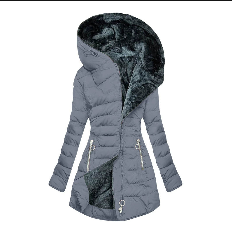 Hooded long-sleeved warm and velvet cotton jacket LadyShow.Store