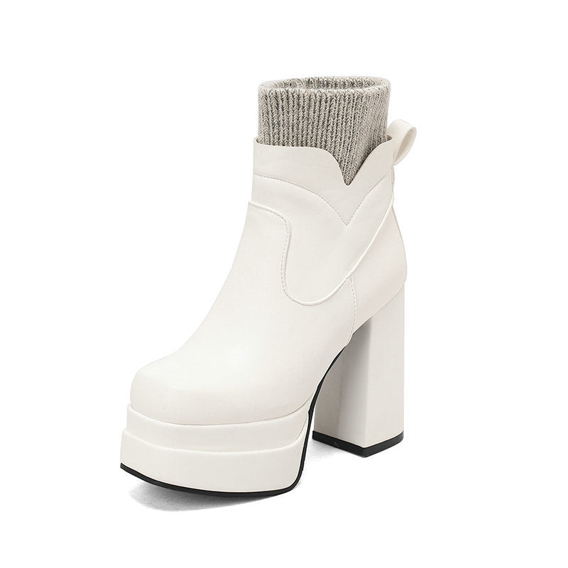Women's Short Boots Thick Bottom Waterproof Platform Thick Heel Martin LadyShow.Store