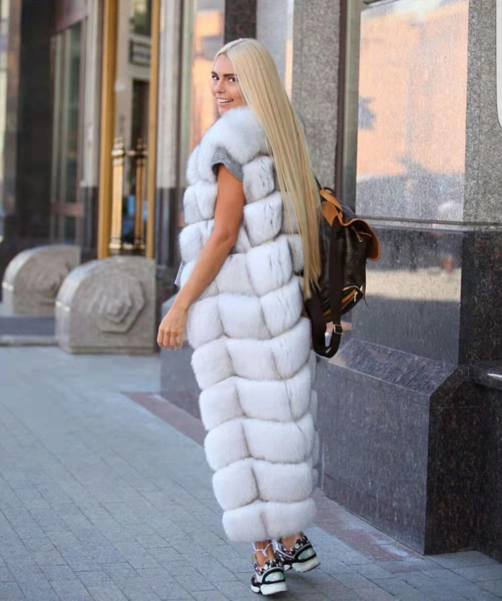 New Faux Fur Square Vest Extended Bread Block Vest Coat NorixaFashion.com
