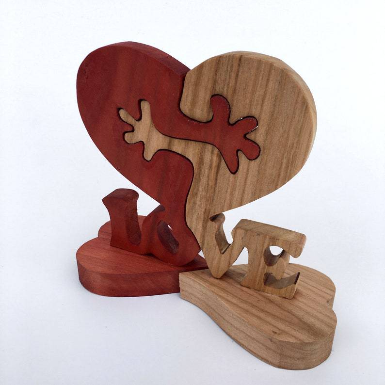 Valentines Day Gift Wooden Heart Love Desktop Ornament Wooden Decoration LuxuryLifeWay Online Store