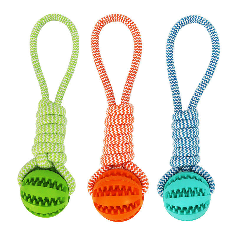 Dog Toys Treat Balls Interactive Hemp Rope Rubber Leaking Balls For Small Dogs Chewing Bite Resistant Toys Pet Tooth Cleaning Bite Resistant Toy Ball For Pet Dogs Puppy Pets Fashion