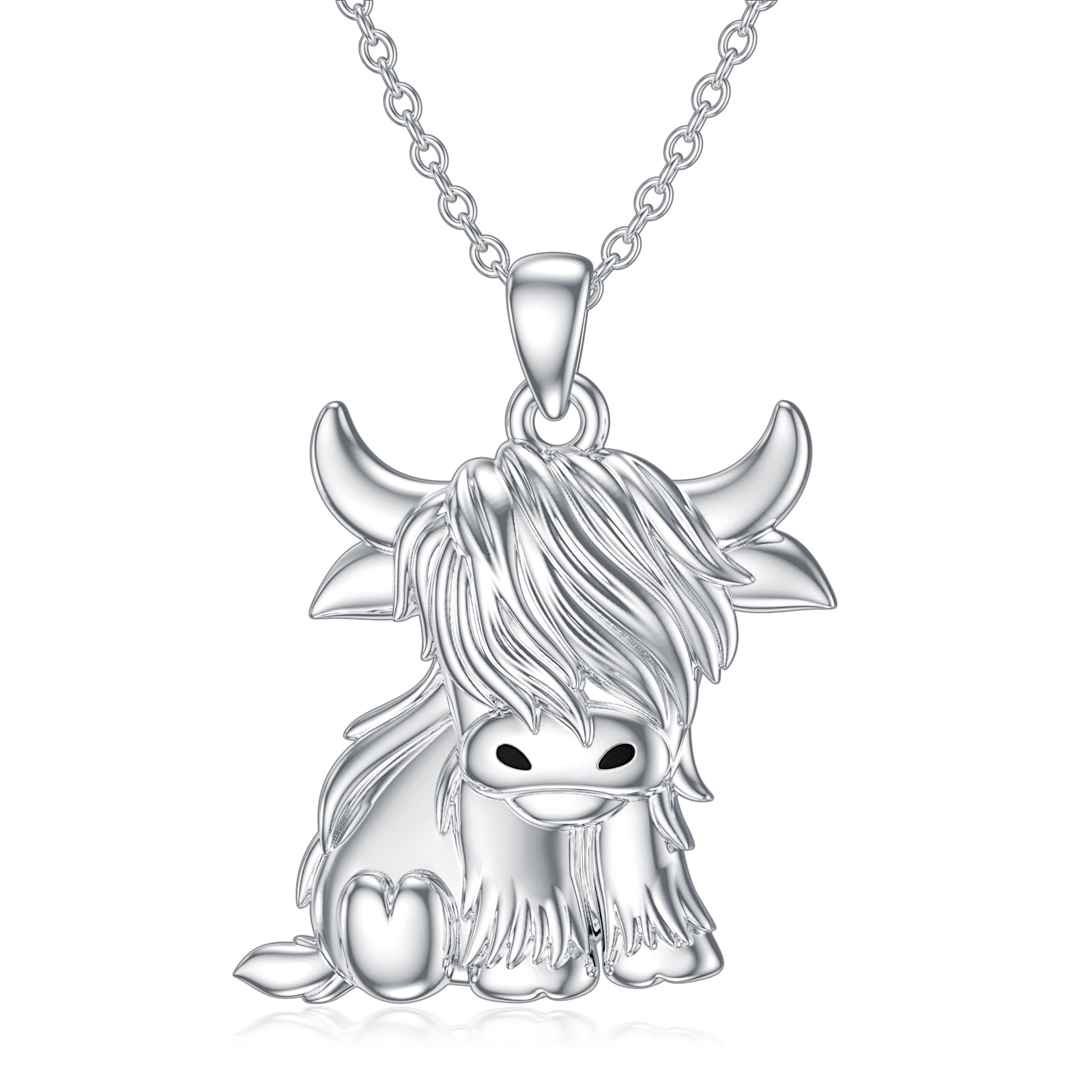 Highland Cow Necklace Anklet for Women 925 Sterling Silver Cow Crystal Necklace LadyShow.Store