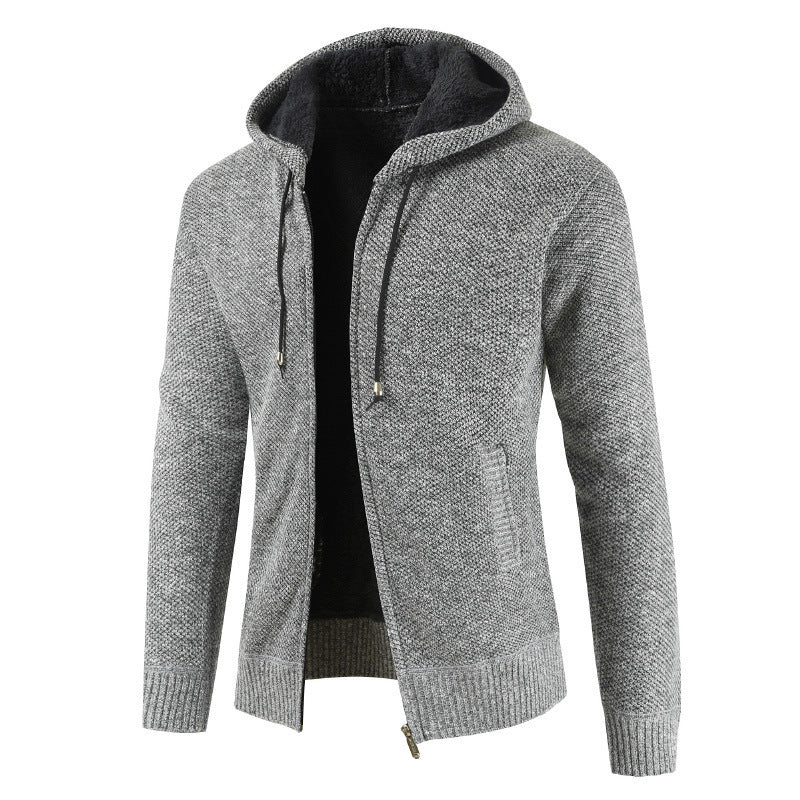 2026 Cross-Border Ebay Autumn And Winter New Men's Thickened Fleece Cardigan Sweater Men's Hooded Cardigan Jacket NorixaFashion.com