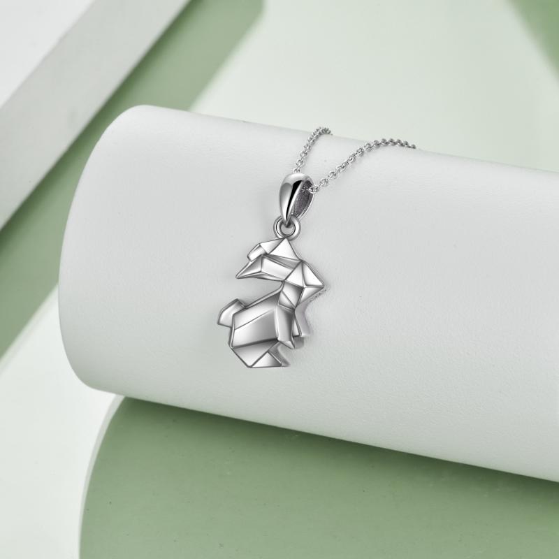 Origami Rabbit Bunny Urn Necklace for Ashes in Sterling Silver as Gifts LadyShow.Store