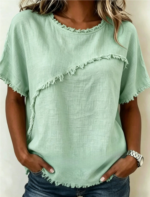 Women's Round-Neck Casual Loose Short-Sleeve Top NorixaFashion.com