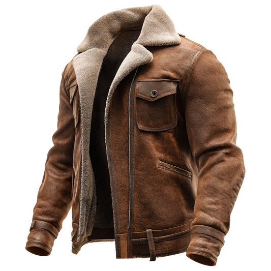 Autumn And Winter Men's Retro Brown Suede Casual Jacket LuxuryLifeWay Online Store