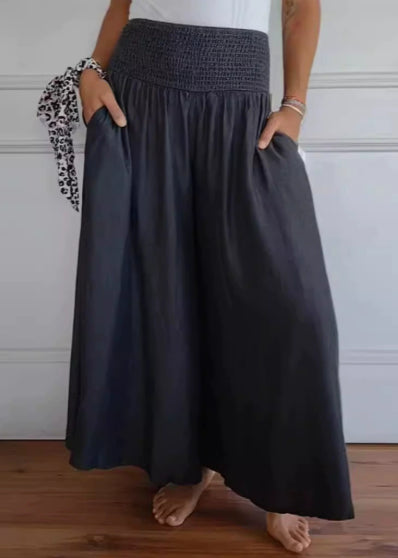 Women's Pants Casual Wide Leg Cotton Linen Loose Trousers NorixaFashion.com