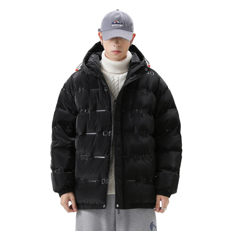 New Men's Mid-length Warm Korean Style Hooded Bread Jacket