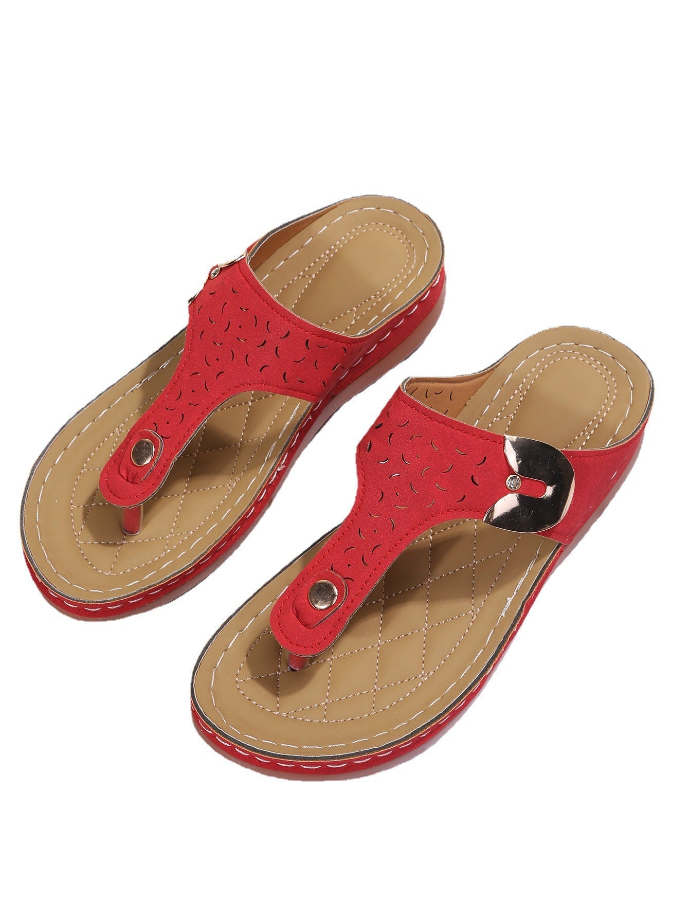 European And American Fashion Wedge Heels Retro Flip Flops Beach Slippers LadyShow.Store