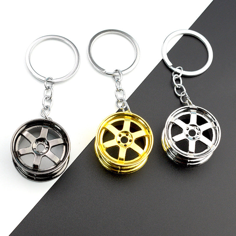 Creative Stereo Car Modification Fittings Wheel Hub Metal Keychains LadyShow.Store
