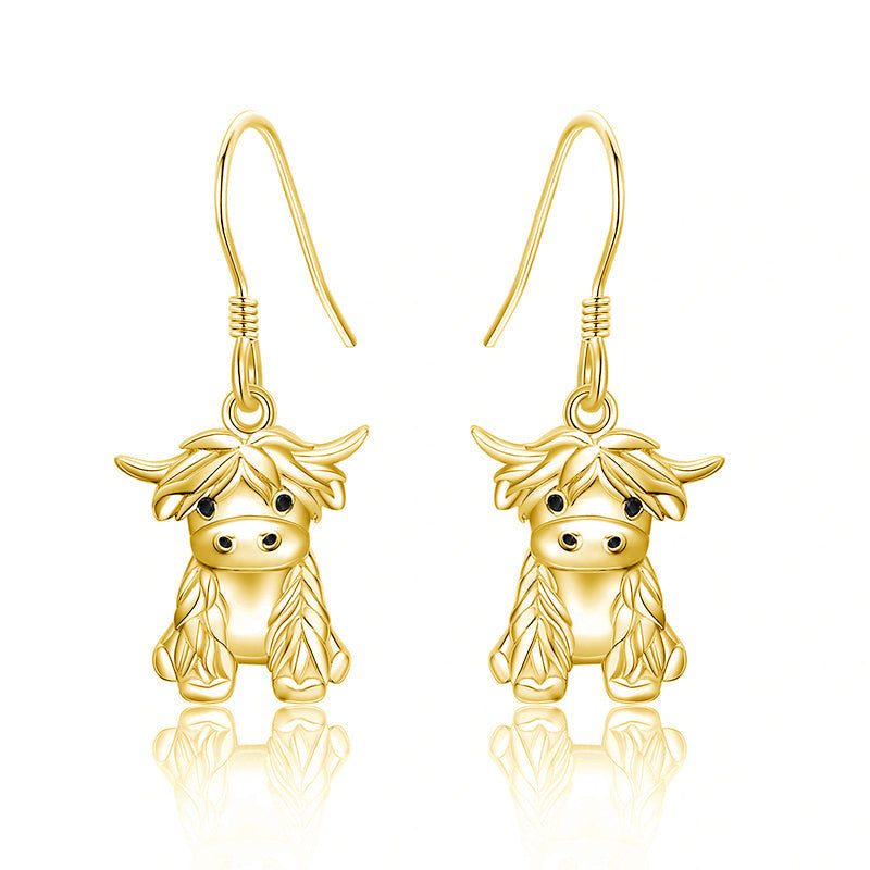 925 Sterling Silver Highland Cow Necklace Cow Earrings Cow Jewelry LadyShow.Store