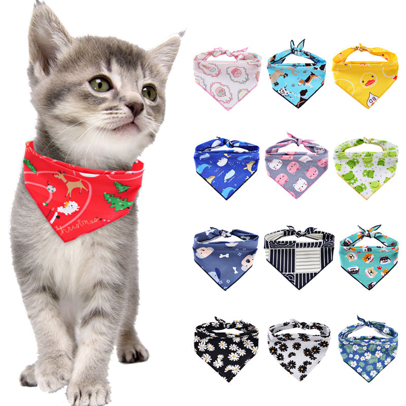 Adjustable Dog Bandana Cotton Pet Neckerchief Cat Triangle Scarf Soft Saliva Towel Small Medium Large Dog Accessories Pets Fashion