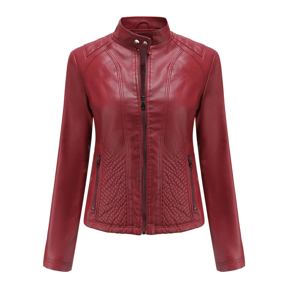 Autumn And Winter Casual Leather  Coat Long-sleeved Motorcycle Jacket