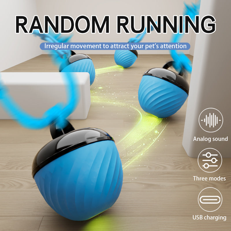 Smart Dog Cat Toy Ball Electronic Interactive Pet Toy Moving Ball Rope USB 3 Modes Automatic Moving Bouncing For Puppy Chew Products Pets Products Pets Fashion