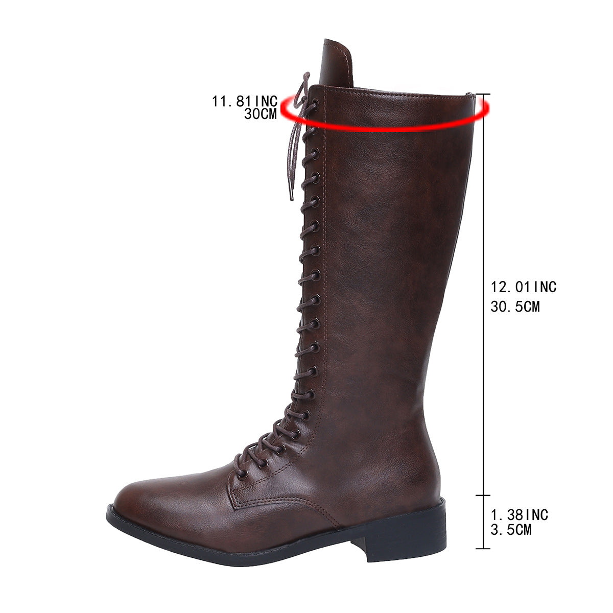 Womens Stylish Round-toe Lace-up Knee-high Boots LadyShow.Store