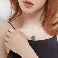 925 Sterling Silver Yoga Lotus Urn with Abalone Shell Memorial Cremation Necklace Jewelry LadyShow.Store