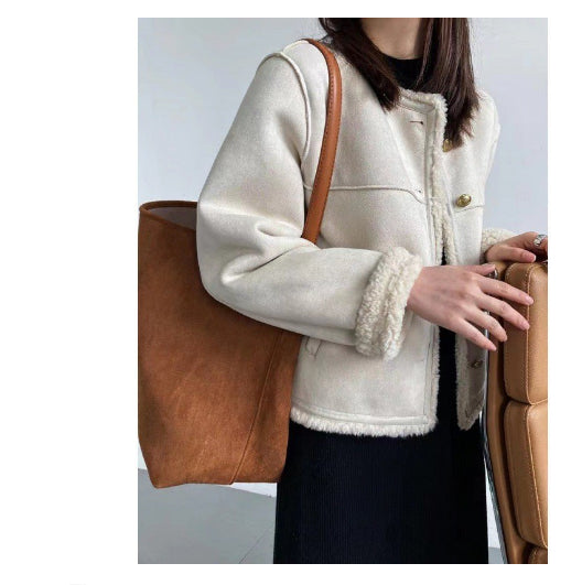 Idle Style Lamb Plush Coat Women's Winter Fur Jacket Thick CJD